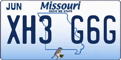 MO license plate XH3G6G