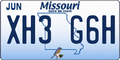 MO license plate XH3G6H
