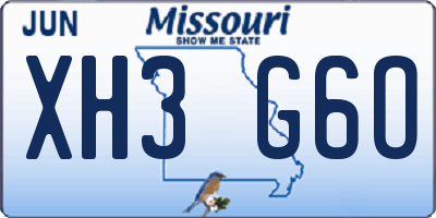 MO license plate XH3G6O