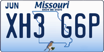 MO license plate XH3G6P