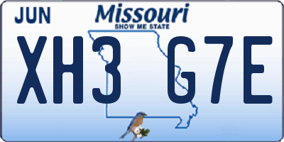 MO license plate XH3G7E
