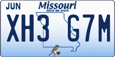 MO license plate XH3G7M