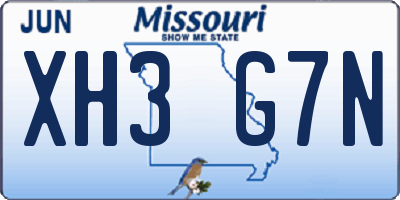 MO license plate XH3G7N