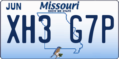 MO license plate XH3G7P