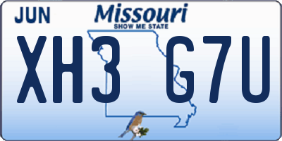 MO license plate XH3G7U