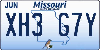 MO license plate XH3G7Y