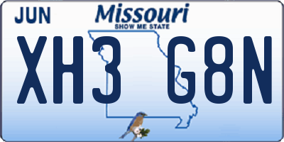 MO license plate XH3G8N