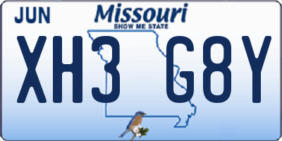 MO license plate XH3G8Y