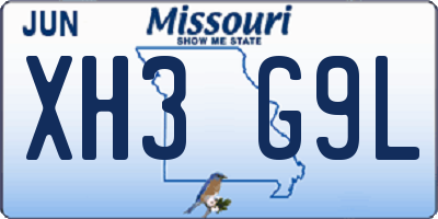 MO license plate XH3G9L
