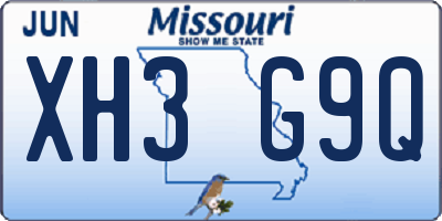MO license plate XH3G9Q