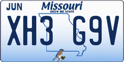 MO license plate XH3G9V