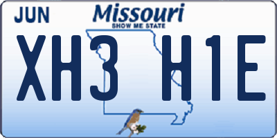 MO license plate XH3H1E
