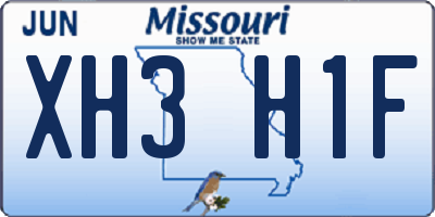 MO license plate XH3H1F