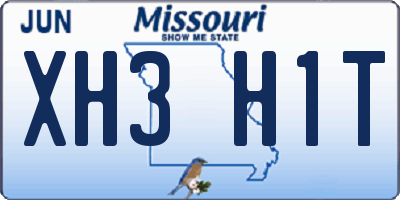 MO license plate XH3H1T