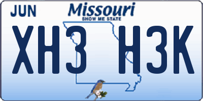 MO license plate XH3H3K