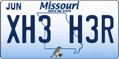MO license plate XH3H3R