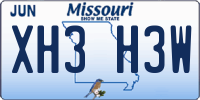 MO license plate XH3H3W