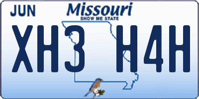 MO license plate XH3H4H