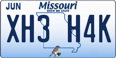 MO license plate XH3H4K