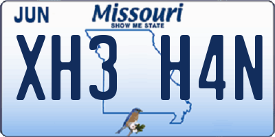 MO license plate XH3H4N