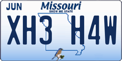 MO license plate XH3H4W
