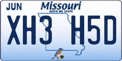 MO license plate XH3H5D