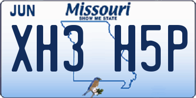 MO license plate XH3H5P