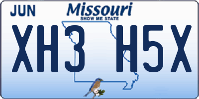 MO license plate XH3H5X
