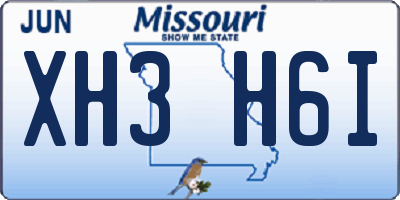 MO license plate XH3H6I