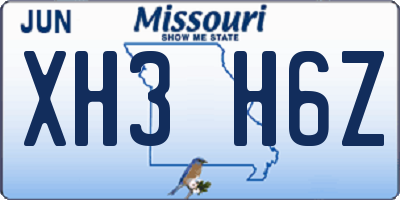 MO license plate XH3H6Z