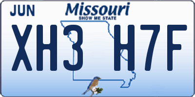 MO license plate XH3H7F