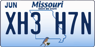 MO license plate XH3H7N
