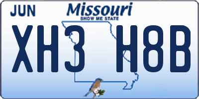 MO license plate XH3H8B