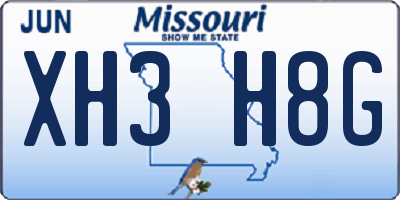 MO license plate XH3H8G