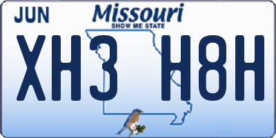 MO license plate XH3H8H