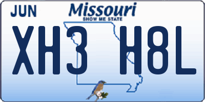 MO license plate XH3H8L