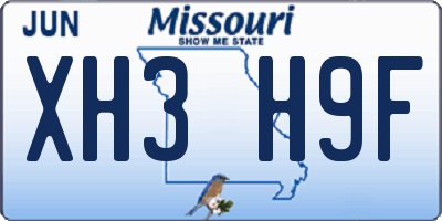 MO license plate XH3H9F