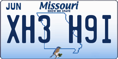 MO license plate XH3H9I