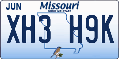 MO license plate XH3H9K