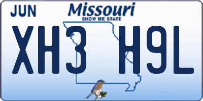 MO license plate XH3H9L