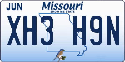 MO license plate XH3H9N