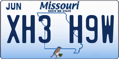 MO license plate XH3H9W