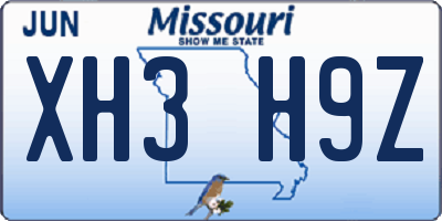 MO license plate XH3H9Z
