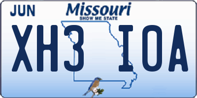 MO license plate XH3I0A
