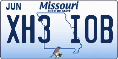 MO license plate XH3I0B
