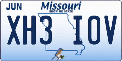 MO license plate XH3I0V