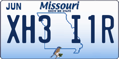 MO license plate XH3I1R