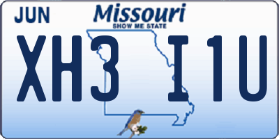 MO license plate XH3I1U