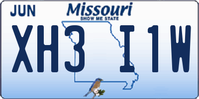 MO license plate XH3I1W