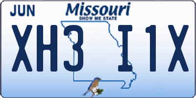 MO license plate XH3I1X